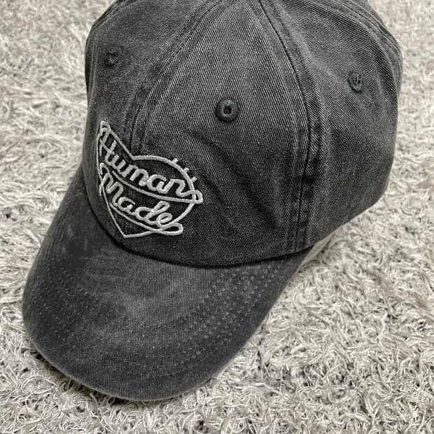 휴먼메이드 로고자수 빈티지워싱 블랙 캡 Free