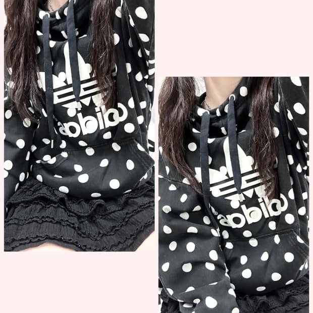 아디다스 빅로고 도트 블랙 후드