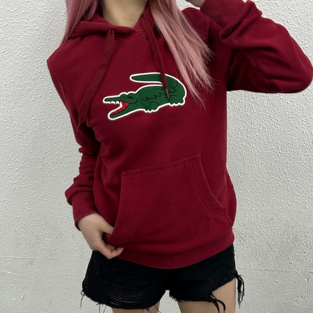 라코스테 빅로고 버건디 후드 2
