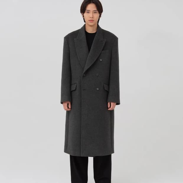구매) 브라운야드 더블 브레스티드 코트 차콜5