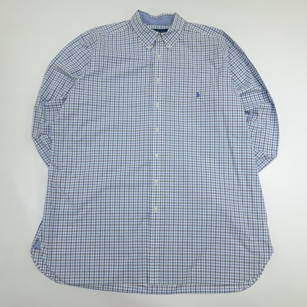 Co945 2XL Tall 폴로 랄프로렌 블루블랙 윈도우페인 긴팔 셔츠