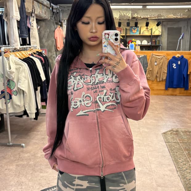 마하그리드 인디 핑크 프린팅 후드집업 #csz4335