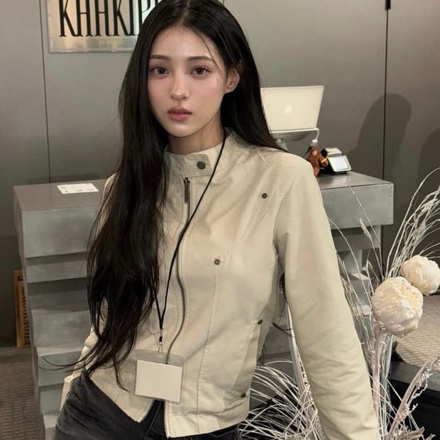 카키포인트 리벳 코튼 자켓 베이지