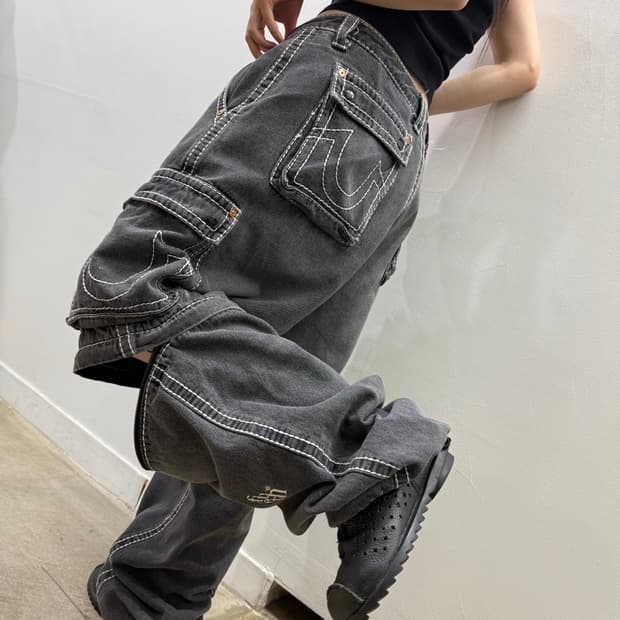 트루 릴리전 x 패치 와이드 레이버 카고팬츠