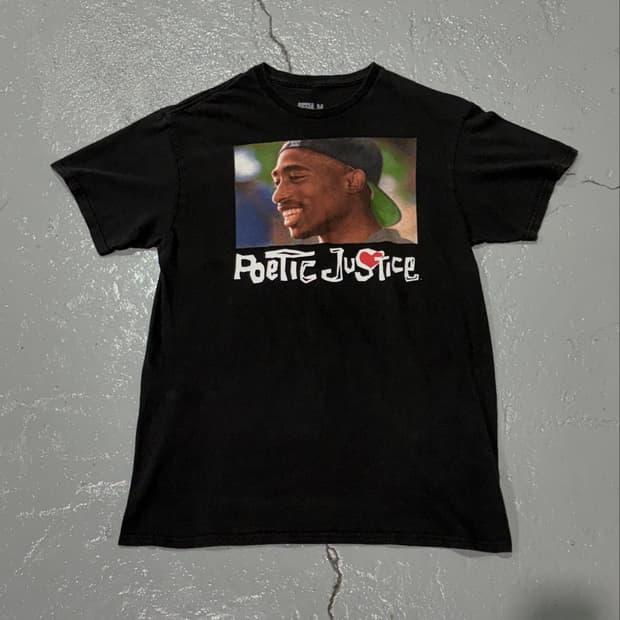 투팍(2Pac) 포에틱 저스티스 빈티지 그래픽 블랙 티셔츠