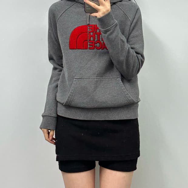 노스페이스 덤블 빅로고 차콜 후드티
