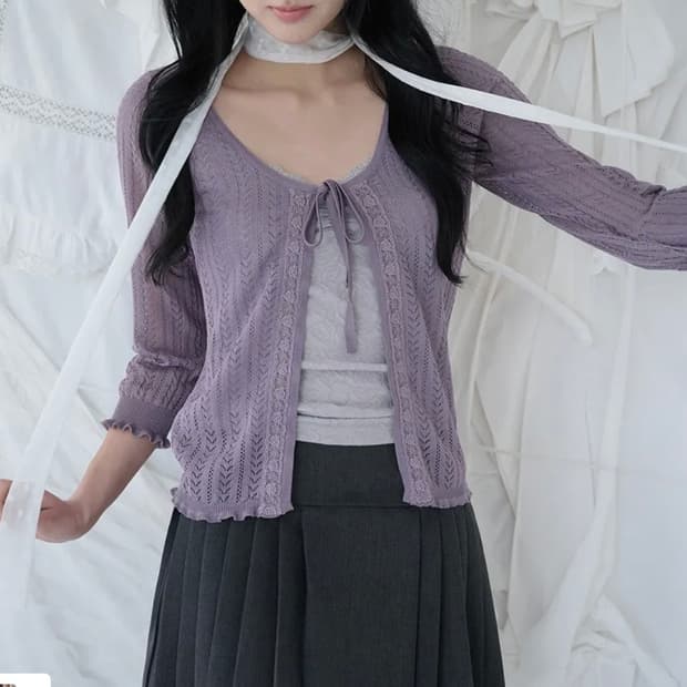 미레코 레이스 니트 가디건