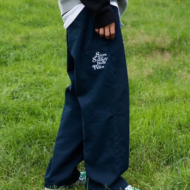 엑스톤즈 XP123 슬로건 밴딩 코튼 팬츠 (DARK NAVY)