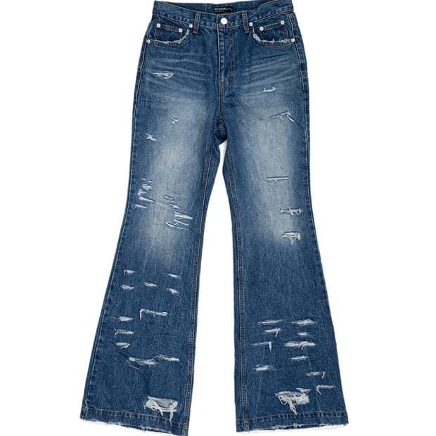 RAVAGE" Flared Denim - Washed Blue