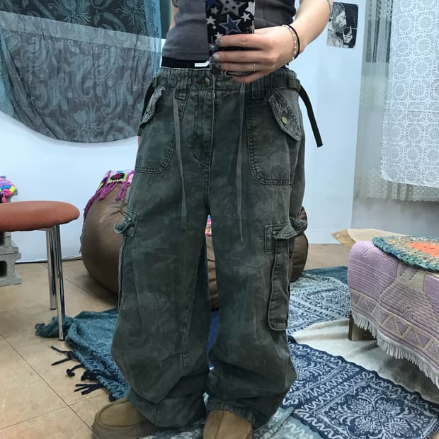 빈티지 밀리터리 패턴 카고팬츠 