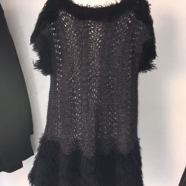 Fur half knit onepiece