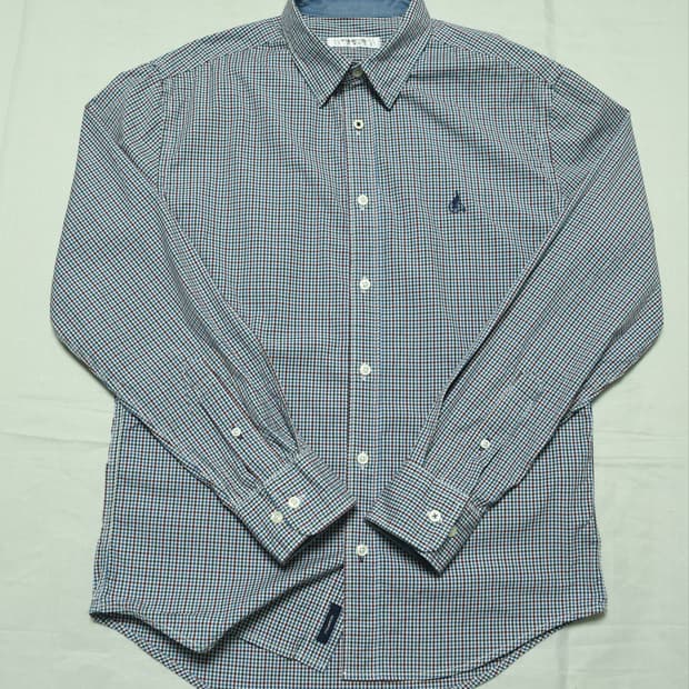 빈폴 슬림핏 체크 셔츠 100 남성용 자수 포인트 캐주얼 셔츠