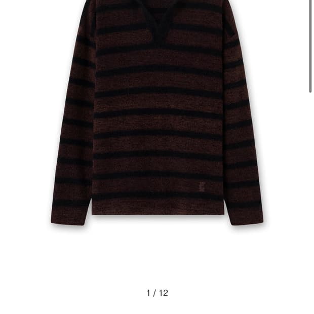 [46]우영미 브라운 스트라이프 칼라 스웨터