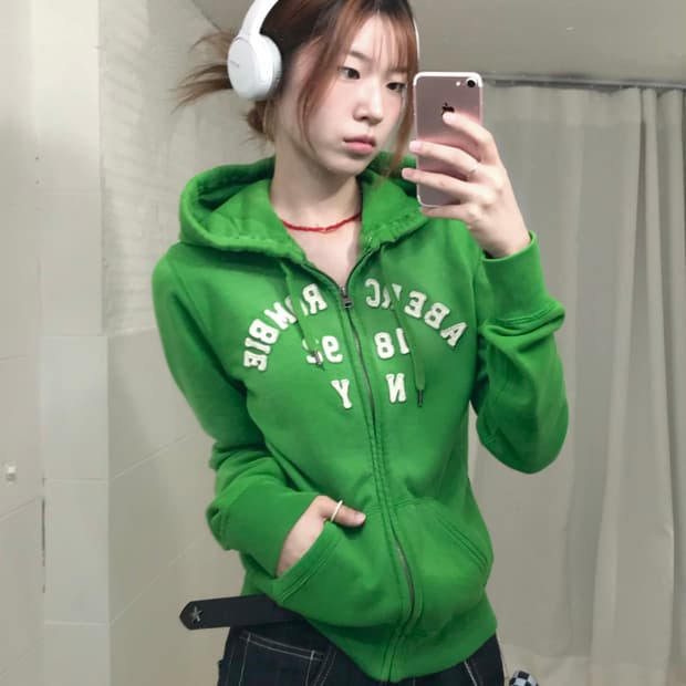 아베크롬비 그린 후드집업
