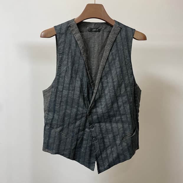 (S) Transit 트랜짓 스트라이프 투톤 린넨 코튼 베스트