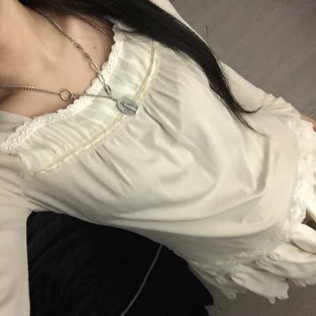 빈티지 레이스 프릴 티셔츠