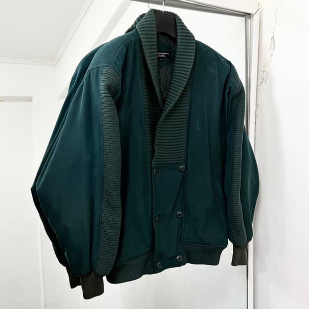 입생로랑 90s 숄카라 니트 봄버 자켓