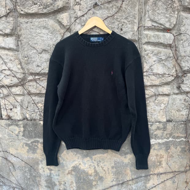 90s 폴로 랄프로렌 빈티지 코튼 니트 블랙 m