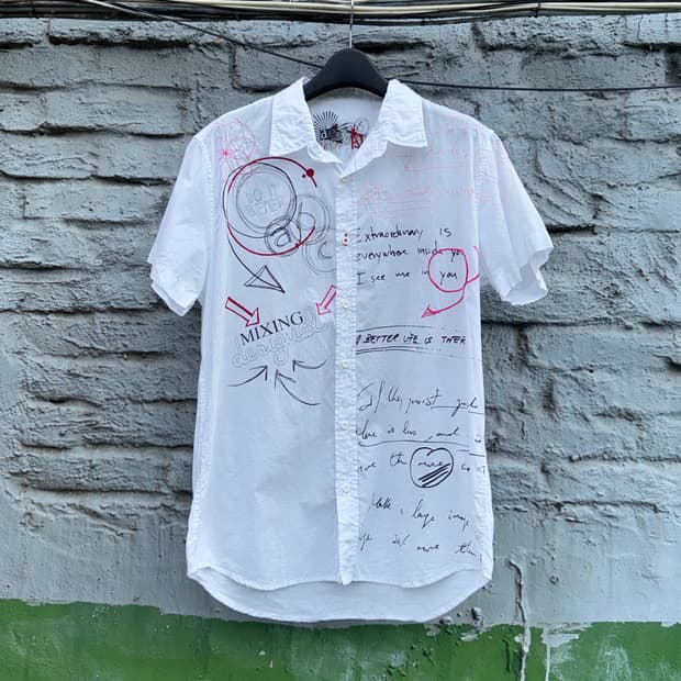 Desigual 데시구알 자수 화이트 반팔 셔츠(L)