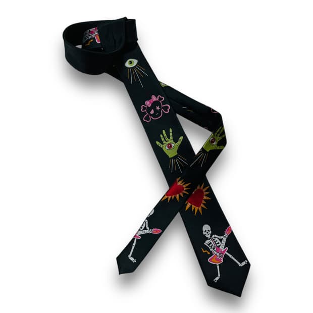 Zombie Skeleton Handmade Black Tie
