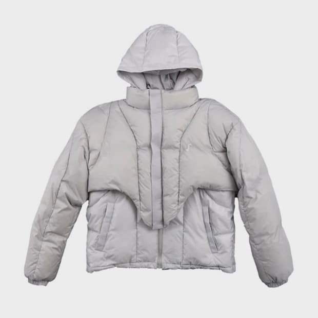 오호스 레이어드 볼레로 다운 패딩 그레이 패딩스커트 세트