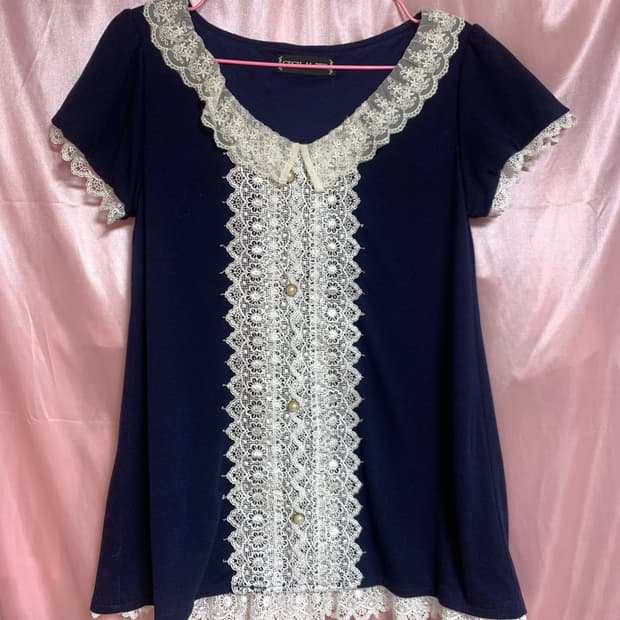 CECIL McBEE 세실맥비 레이스 반팔 티셔츠 갸루