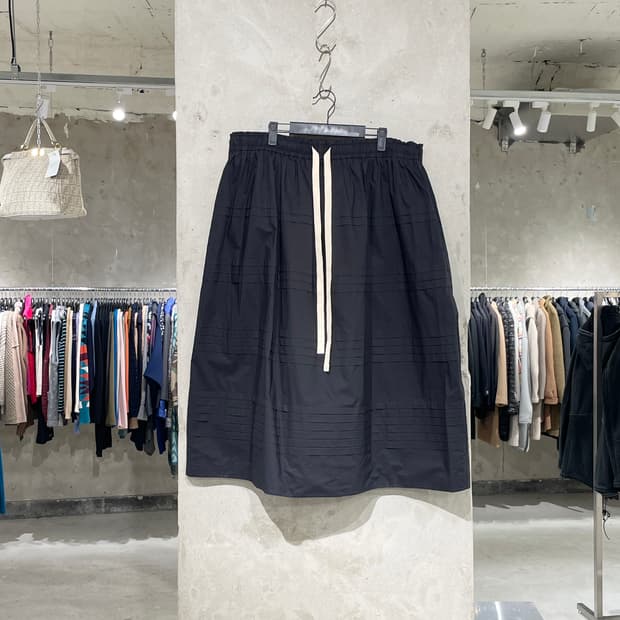 리 매튜스 블랙 스트링 레이어 오버 코튼 롱 스커트