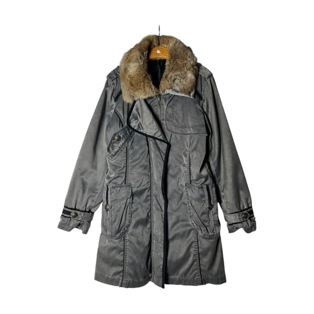 [Blue Jam] 블루잼 토글 디테일 래빗퍼 야상 롱코트