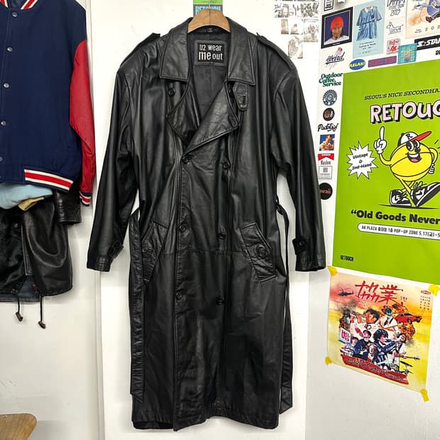 빈티지 카우레더 트렌치 코트