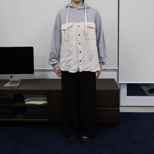 Gomme shirt mixed hoodie