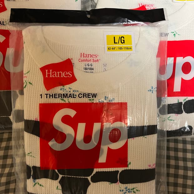 [라지] 슈프림 헤인즈 본즈 써멀 크루 플로럴 (1개입) - 25FW