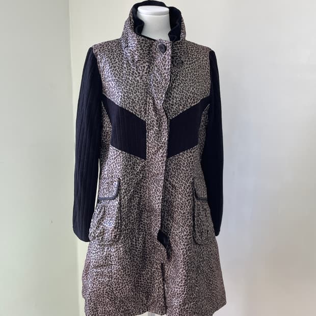 빈티지 레오파드 레이어드 코트 