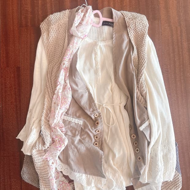 크루빈티지  수린코디 빈티지 코디 세트 모리걸 코지모리 니트 원피스