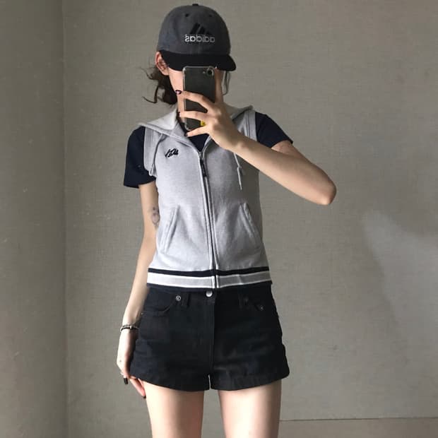 마자플라바 그레이 조끼 집업