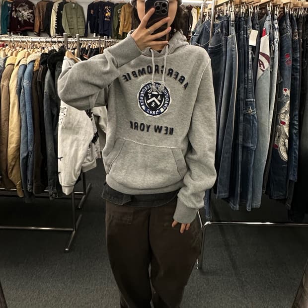 L)아베크롬비 Abercrombie 빈티지 기모 그레이 후디