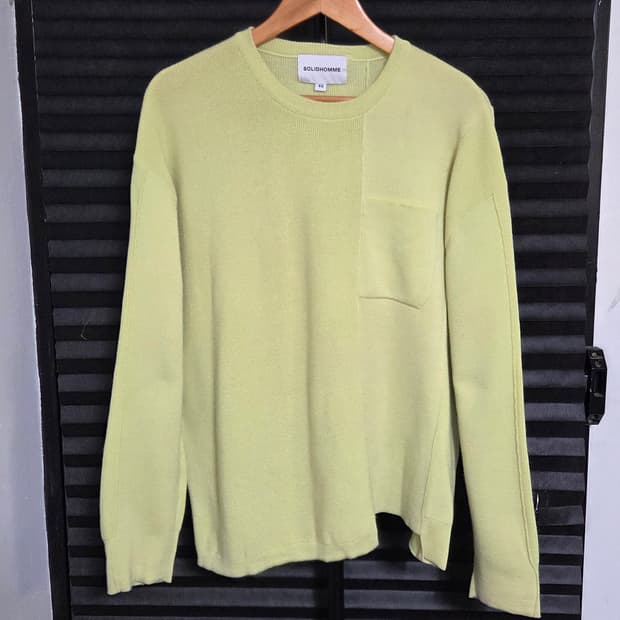 (정품) [솔리드옴므] 비대칭 슬릿 포켓 울 니트 | 00134