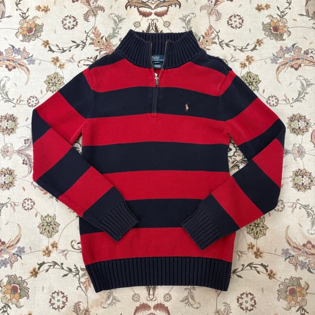 폴로 포니로고 쿼터집업 니트