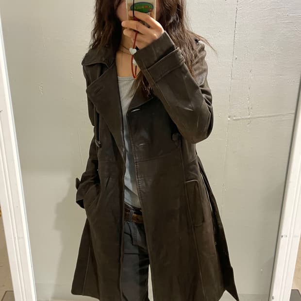 일본 빈티지 양가죽 트렌치 코트