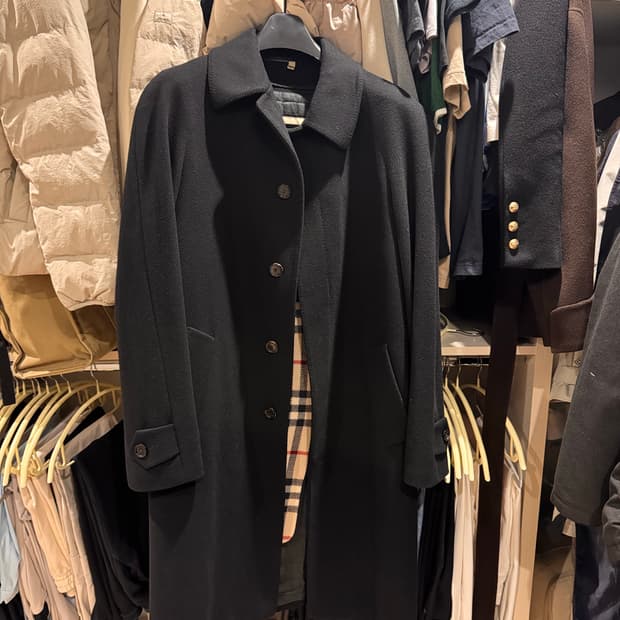 (정품) 내외피 2중 버버리 블랙 울 캐시미어 한파 코트 50R 사이즈