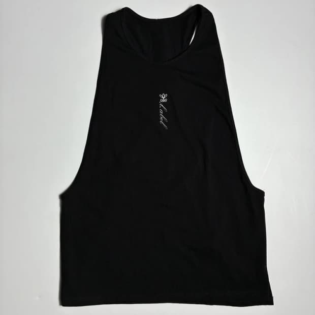 르아벨 블랙 헬스 코튼 나시 탑 R2809