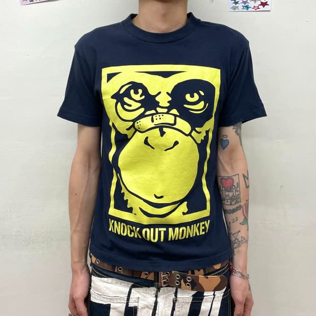 Bandage yellow monkey navy t-shirt 
