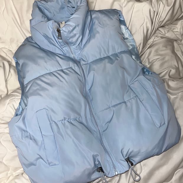 패딩 조끼 경량패딩 소라색 하늘색 미즈이로 y2k
