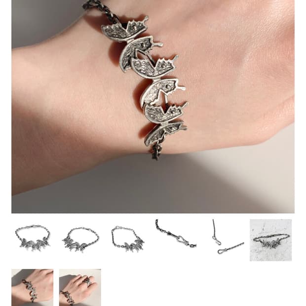 바호스튜디오 나비 925 실버 팔찌 18cm (texture butter