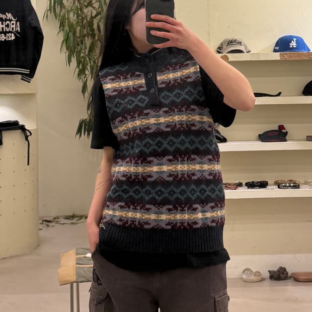 빈폴 패턴 니트 베스트 U554