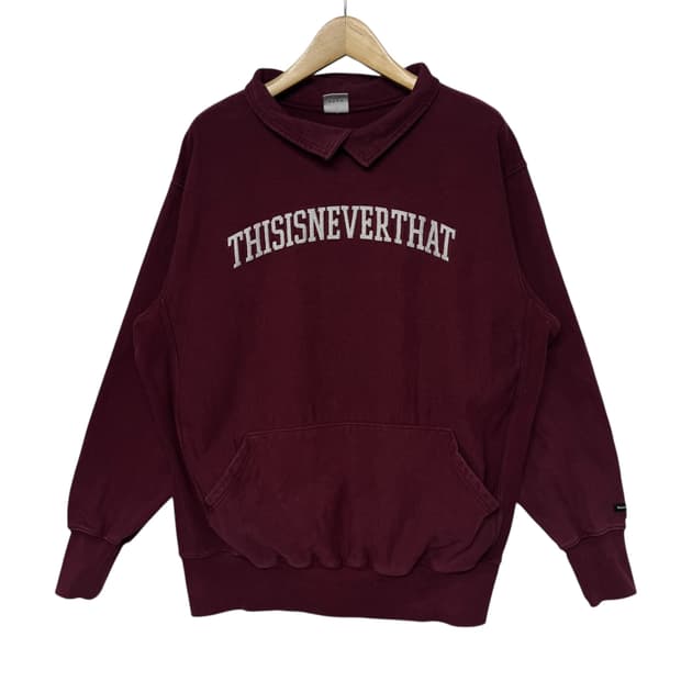 디스이즈네버댓 자수로고 카라 맨투맨 버건디