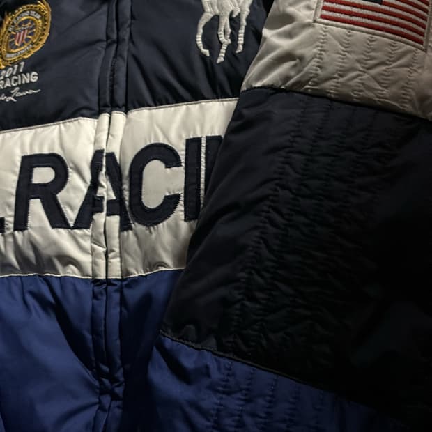 (실착 있음)폴로 빅포니 성조기 레이싱 패딩