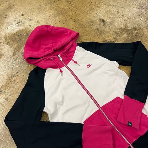 나이키 화이트 블랙 핑크 후드집업