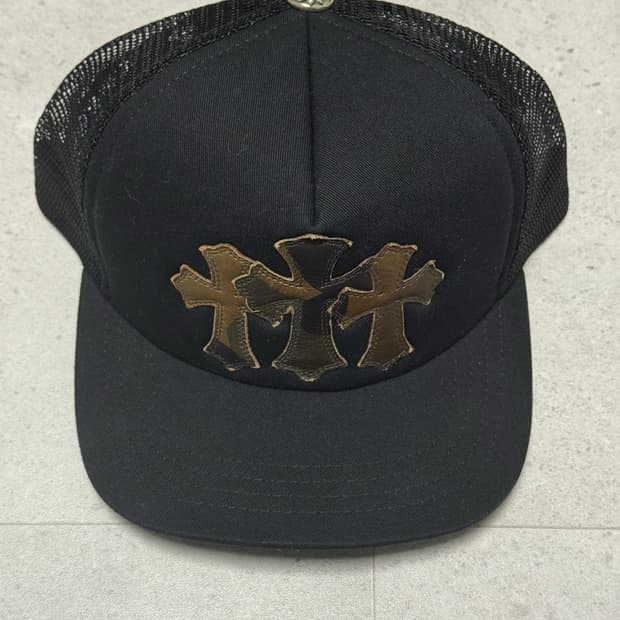 [os] 크롬하츠 세메터리 레더패치 카모 매쉬캡 블랙