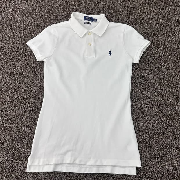 POLO 폴로 랄프로렌 여성 슬림핏 카라티 반팔티셔츠 화이트 XS