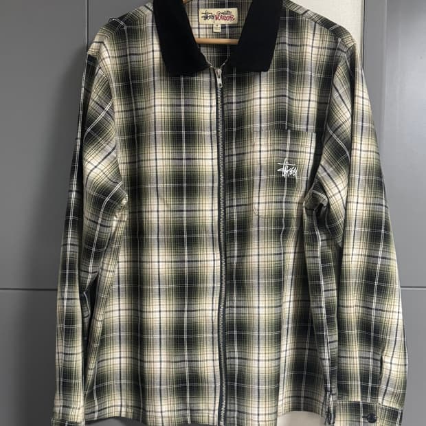 스투시 프랭크 플레이드 체크 집업 토프 M